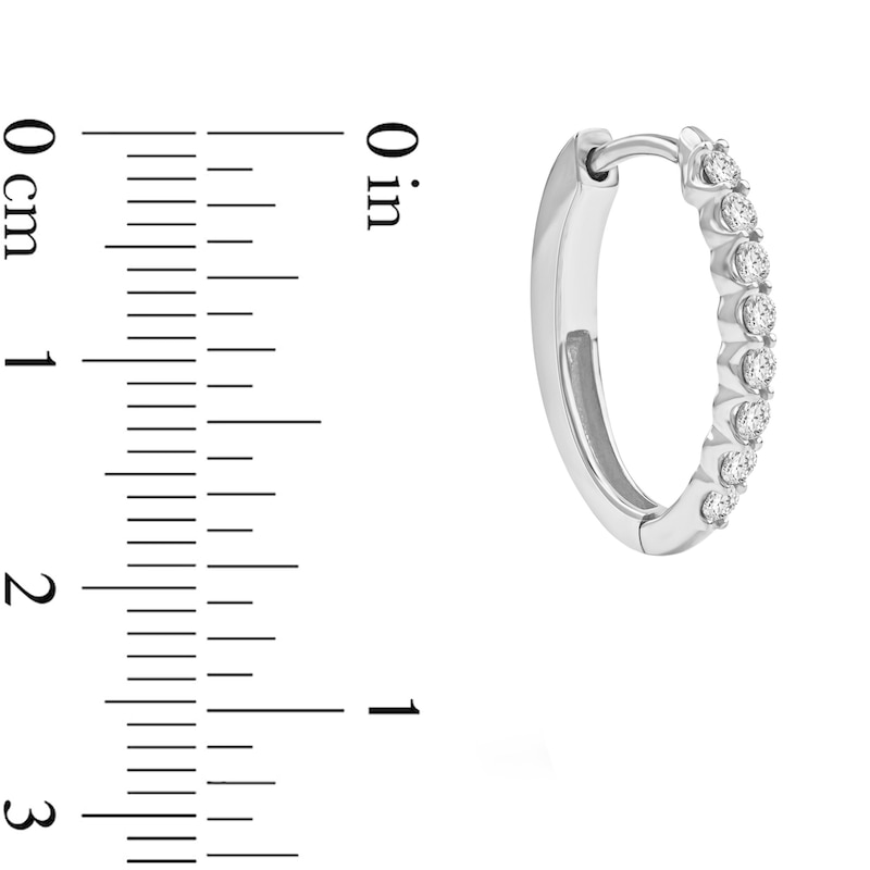 Main Image 4 of 1/2 CT. T.W. Diamond Oval Hoop Earrings in 10K White Gold