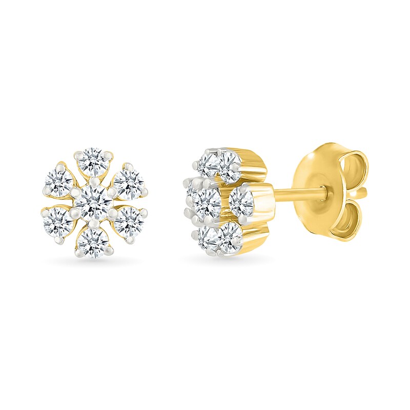 Main Image 1 of 1/3 CT. T.W. Diamond Flower Stud Earrings in 10K Gold