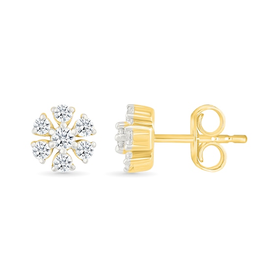1/3 CT. T.w. Diamond Flower Stud Earrings in 10K Gold