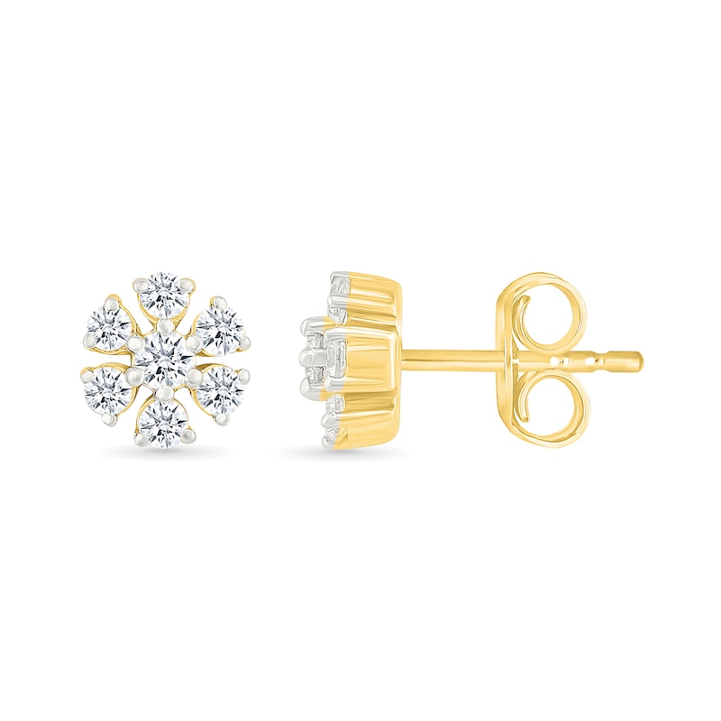 Main Image 2 of 1/3 CT. T.W. Diamond Flower Stud Earrings in 10K Gold