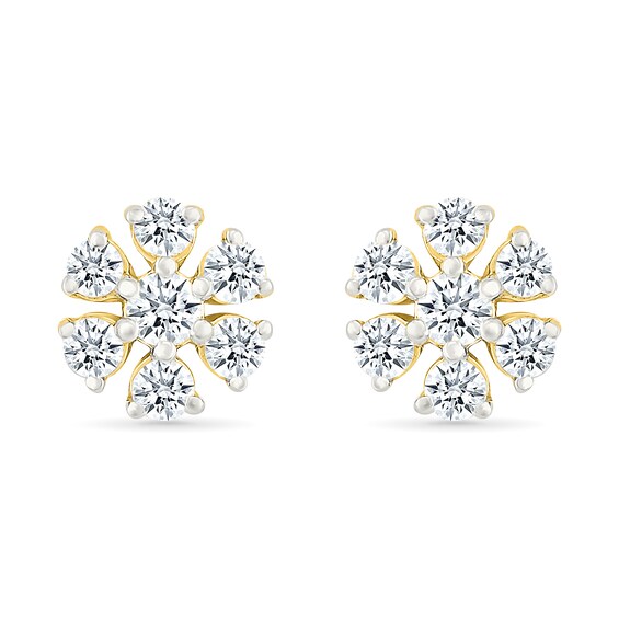 1/3 CT. T.w. Diamond Flower Stud Earrings in 10K Gold