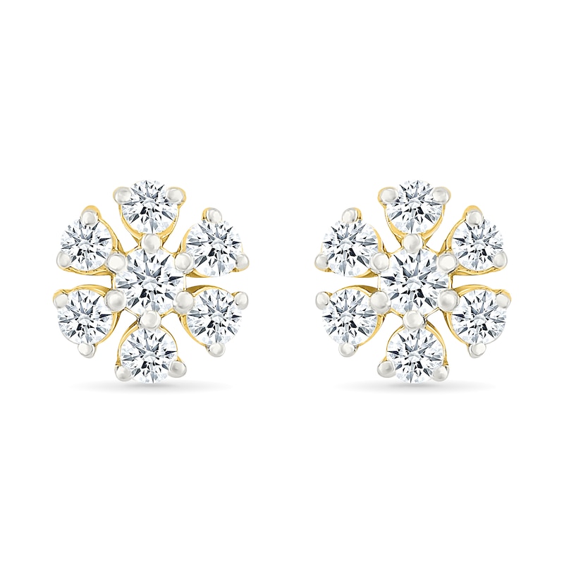 Main Image 3 of 1/3 CT. T.W. Diamond Flower Stud Earrings in 10K Gold