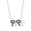 Thumbnail Image 1 of Blue Lab-Created Sapphire and Diamond Accent Bow Necklace in Sterling Silver