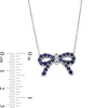 Thumbnail Image 3 of Blue Lab-Created Sapphire and Diamond Accent Bow Necklace in Sterling Silver