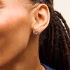 Thumbnail Image 2 of 5.0mm Heart-Shaped Swiss Blue Topaz and White Lab-Created Sapphire Frame Stud Earrings in Sterling Silver