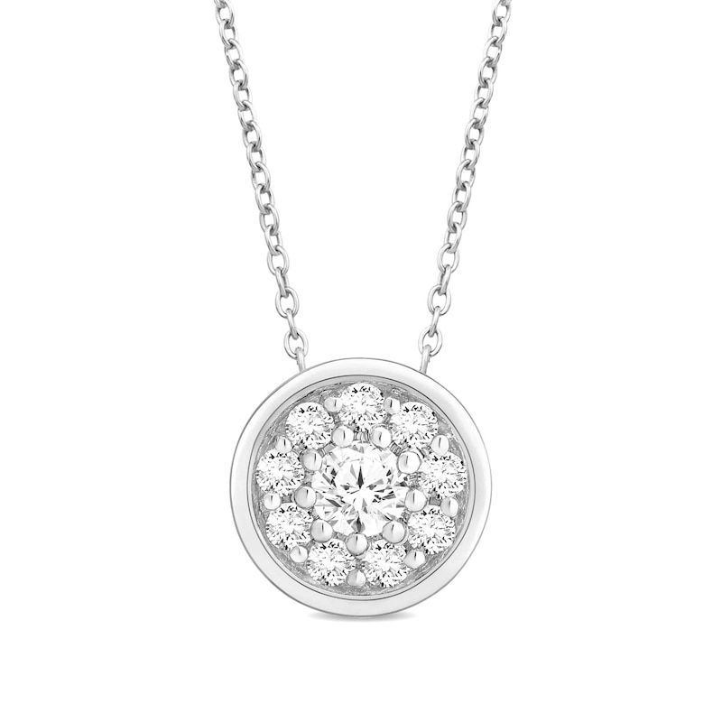 Main Image 1 of 1/4 CT. T.W. Certified Lab-Grown Multi-Diamond Bezel-Look Necklace in 14K White Gold (F/SI2)