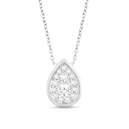 1/4 CT. T.W. Pear-Shaped Certified Lab-Grown Multi-Diamond Necklace in 14K White Gold (F/SI2)