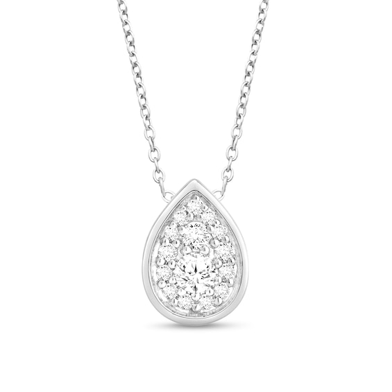 1/4 CT. T.w. Pear-Shaped Certified Lab-Grown Multi-Diamond Necklace in 14K White Gold (F/Si2)