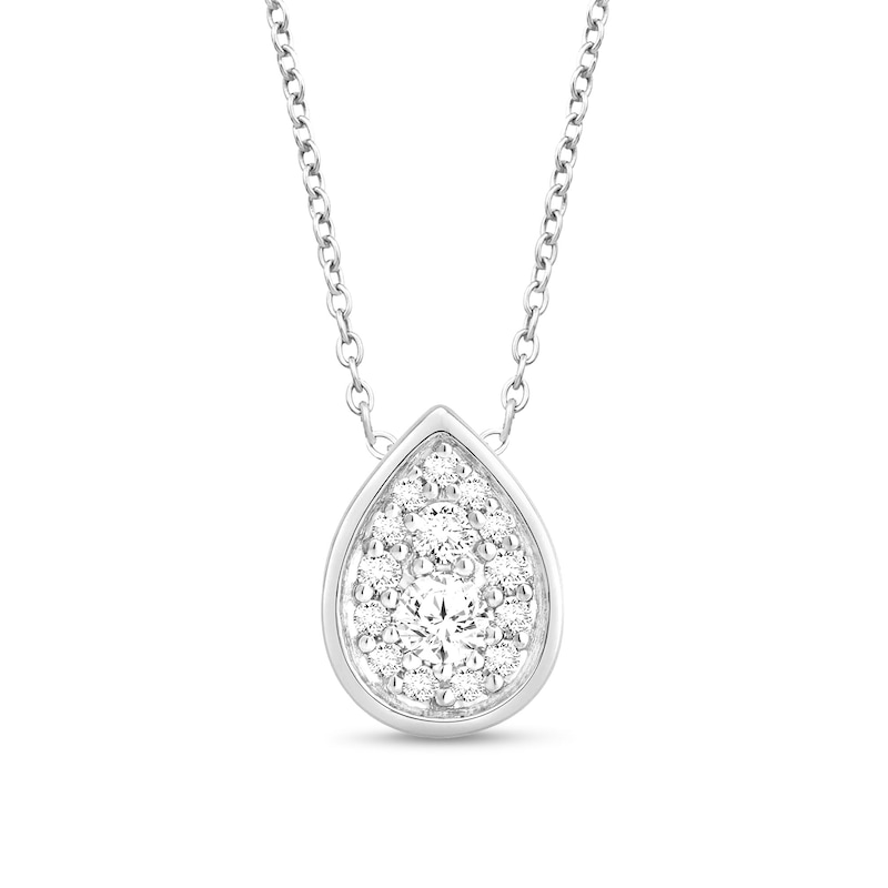 Main Image 1 of 1/4 CT. T.W. Pear-Shaped Certified Lab-Created Multi-Diamond Necklace in 14K White Gold (F/SI2)