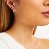 Thumbnail Image 2 of 1/4 CT. T.W. Diamond Vintage-Style Huggie Hoop Earrings in 10K White Gold