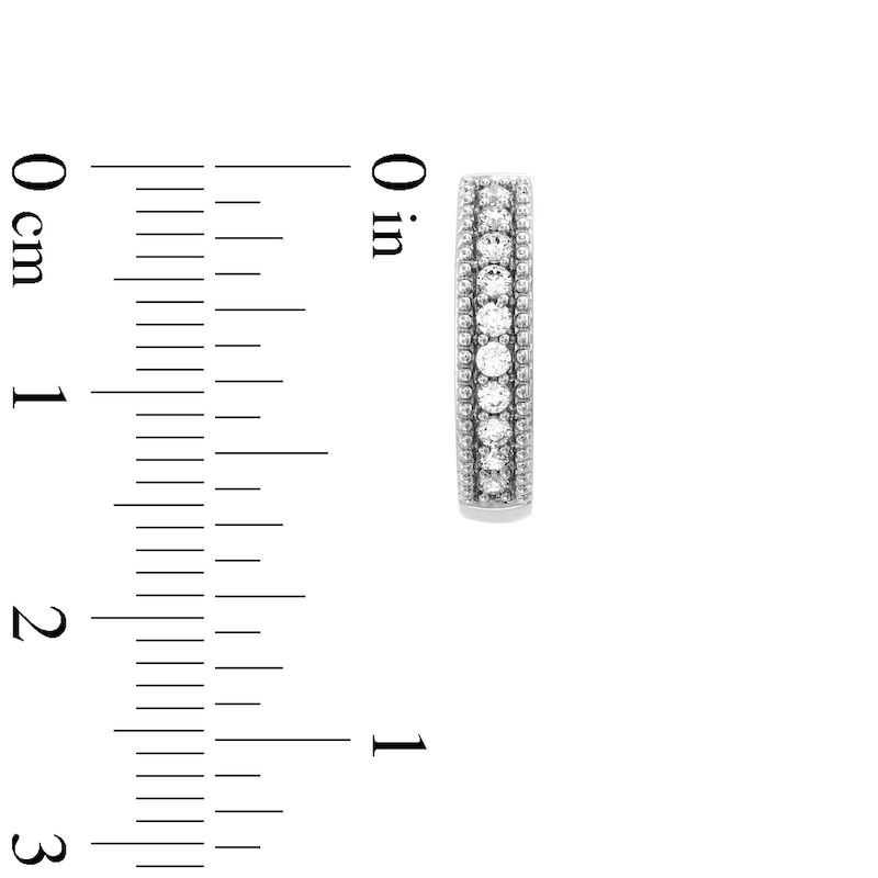 Main Image 3 of 1/4 CT. T.W. Diamond Vintage-Style Huggie Hoop Earrings in 10K White Gold