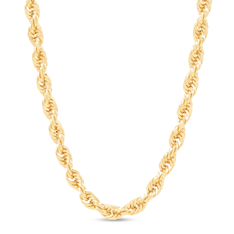 Main Image 2 of 4.5mm Diamond-Cut Round Rope Chain Necklace in Hollow 14K Gold - 26”