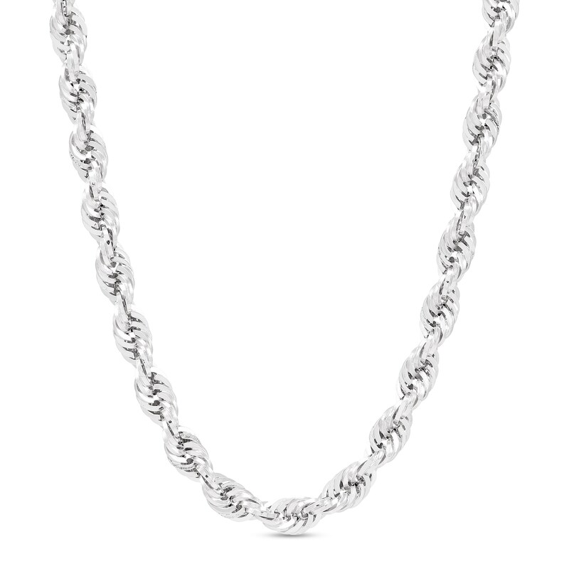 Main Image 2 of 4.5mm Diamond-Cut Round Rope Chain Necklace in Hollow 14K White Gold - 24”