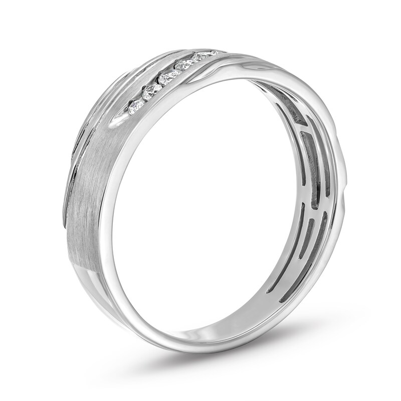 Main Image 3 of 1/5 CT. T.W. Diamond Graduated Rolling Groove Anniversary Band in 10K White Gold