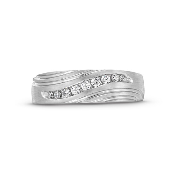 1/5 CT. T.w. Diamond Graduated Rolling Groove Anniversary Band in 10K White Gold