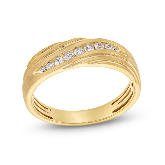 1/5 CT. T.w. Diamond Graduated Rolling Groove Anniversary Band in 10K Gold
