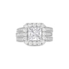 Thumbnail Image 4 of 3-3/8 CT. T.W. Princess-Cut Certified Lab-Grown Diamond Cushion-Shaped Frame Bridal Set in 14K White Gold (F/VS2)