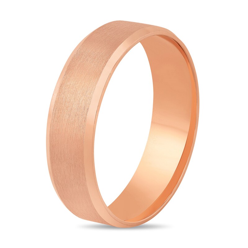 Main Image 2 of 6.0mm Engravable Beveled Edge Wedding Band in 10K Rose Gold (1 Line)