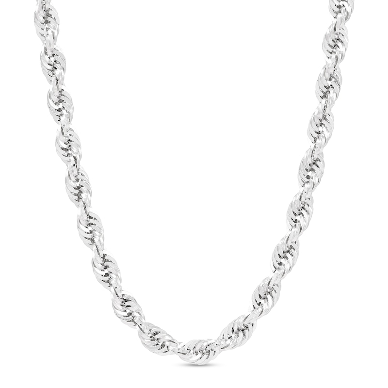 Main Image 2 of 4.5mm Diamond-Cut Round Rope Chain Necklace in Hollow 14K White Gold - 26”