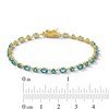 Thumbnail Image 3 of Oval and Round Swiss Blue Topaz Alternating Link Bracelet in Sterling Silver with 18K Gold Plate - 7.25”