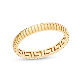 Greek Key Ribbed Ring in 14K Gold
