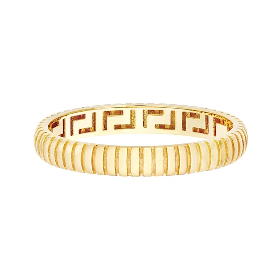 Greek Key Ribbed Ring 14K Gold