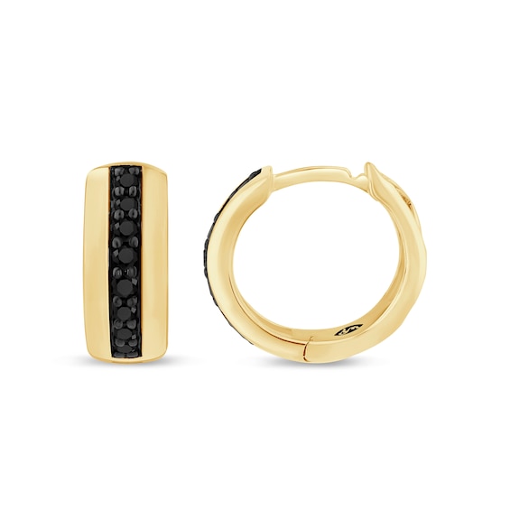 Zales x Christian Sirianoâ¢ 1/4 CT. T.w. Black Diamond Huggie Hoop Earrings in Sterling Silver with 14K Gold Plate