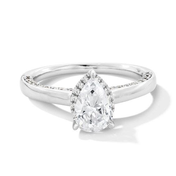1-1/2 CT. T.w. Pear-Shaped Certified Lab-Grown Diamond Frame Engagement Ring in 14K White Gold (F/Vs2)
