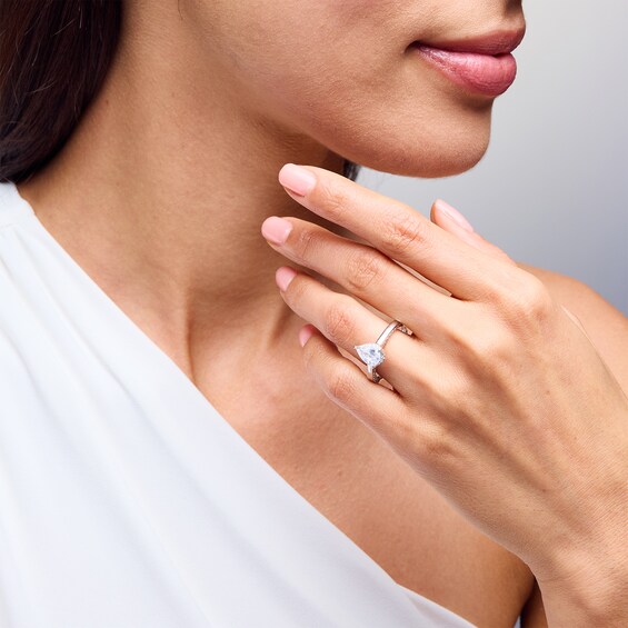 1-1/2 CT. T.w. Pear-Shaped Certified Lab-Grown Diamond Frame Engagement Ring in 14K White Gold (F/Vs2)