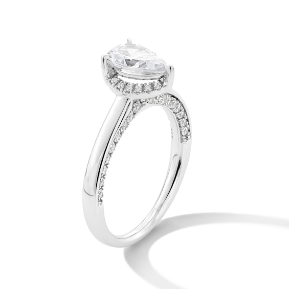 1-1/2 CT. T.w. Pear-Shaped Certified Lab-Grown Diamond Frame Engagement Ring in 14K White Gold (F/Vs2)