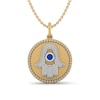 Thumbnail Image 1 of Blue and White Lab-Created Sapphire Frame Hamsa Medallion Pendant in Sterling Silver with 10K Gold Plate