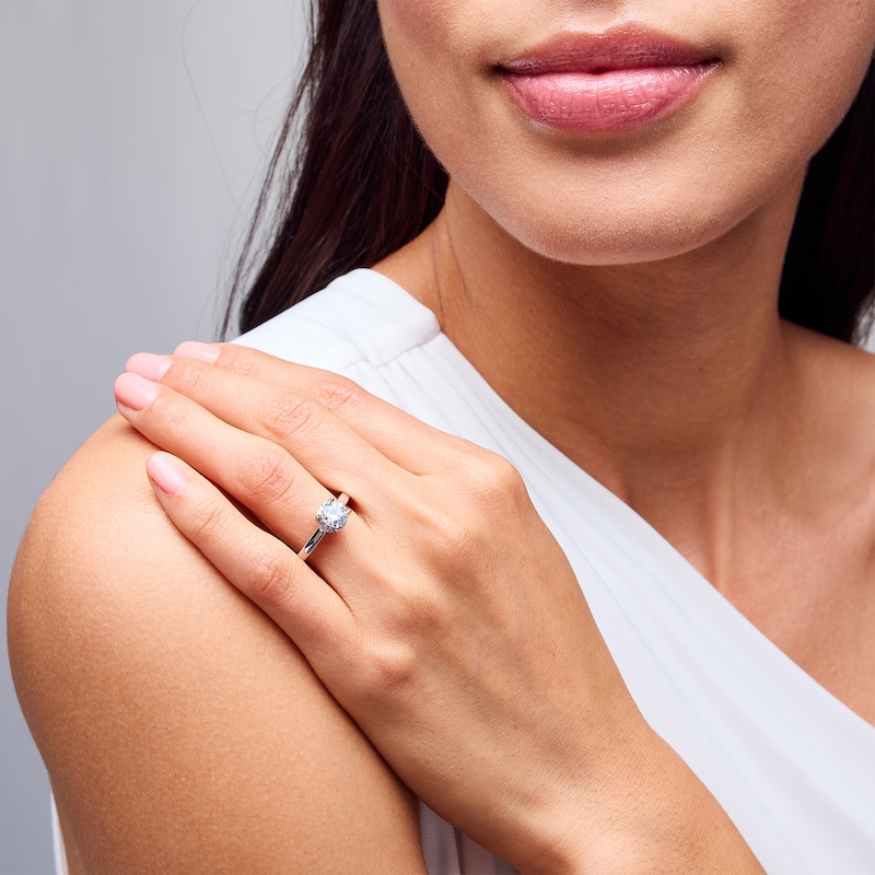Main Image 2 of 1-1/2 CT. T.W. Certified Lab-Grown Diamond Frame Engagement Ring in 14K White Gold (F/VS2)