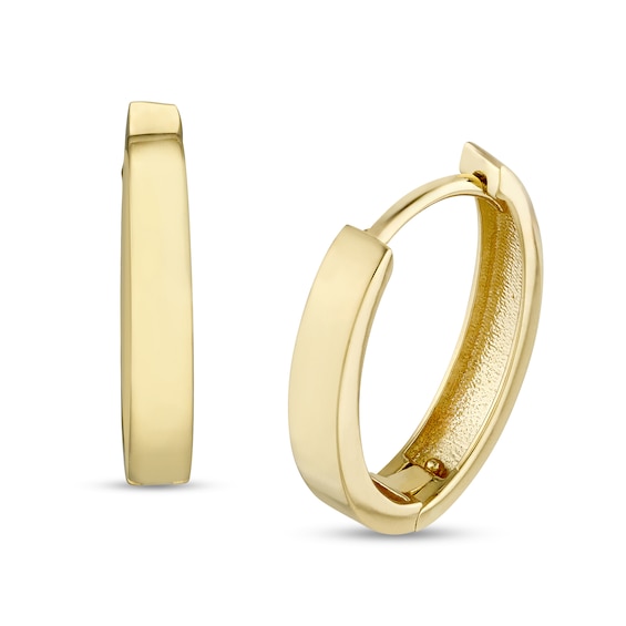 14.9mm Oval Huggie Hoop Earrings in 10K Gold