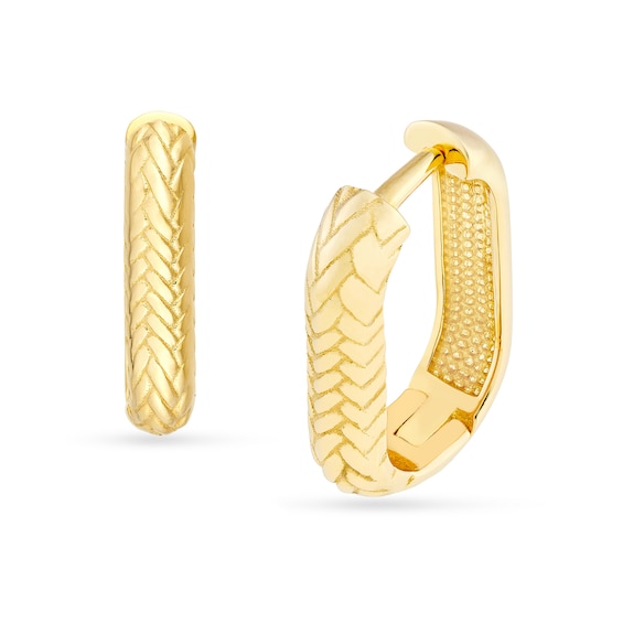 Diamond-Cut U-Shaped Huggie Hoop Earrings in 14K Gold