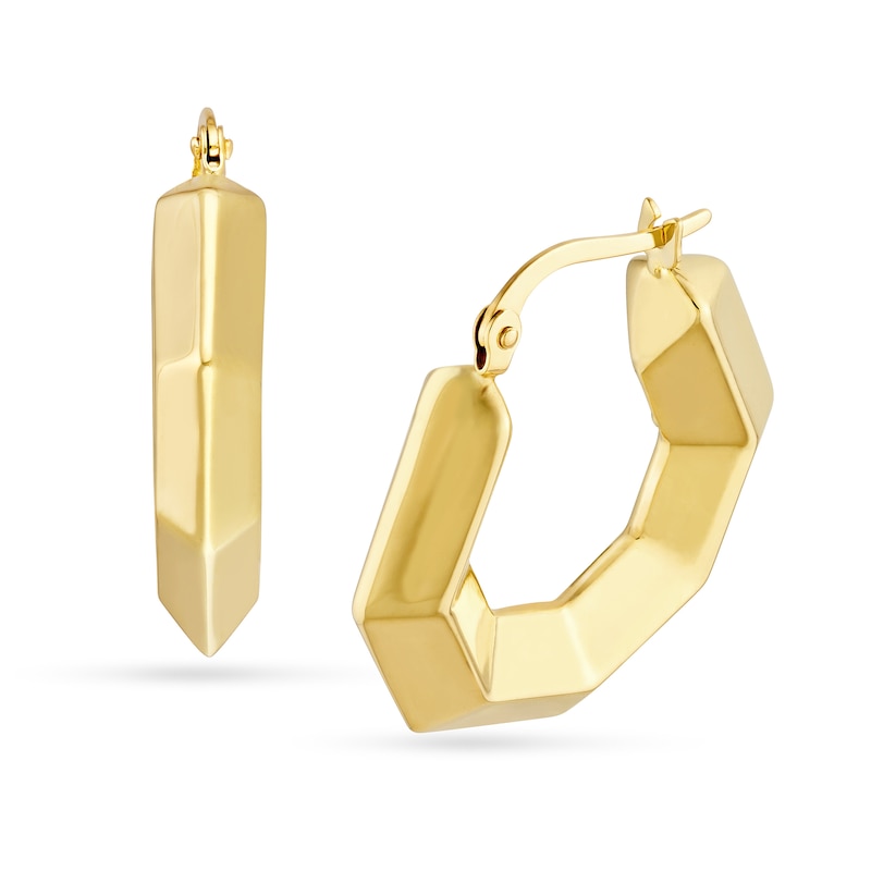 Main Image 1 of 24.7mm Hexagon-Shaped Hoop Earrings in 14K Gold