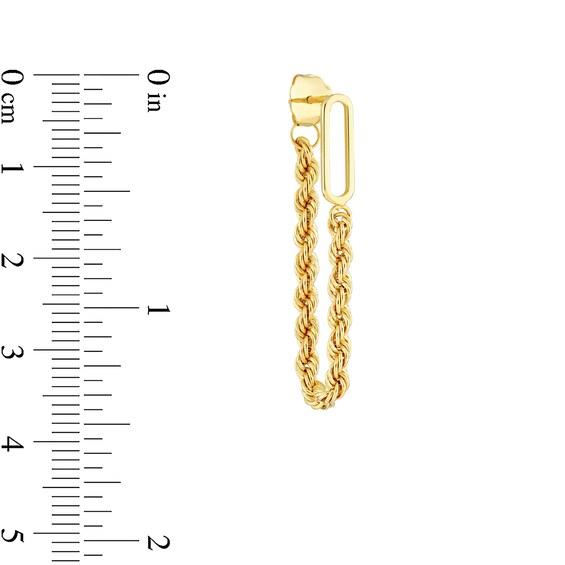 Rope Chain Drop Front/Back Earrings in 14K Gold