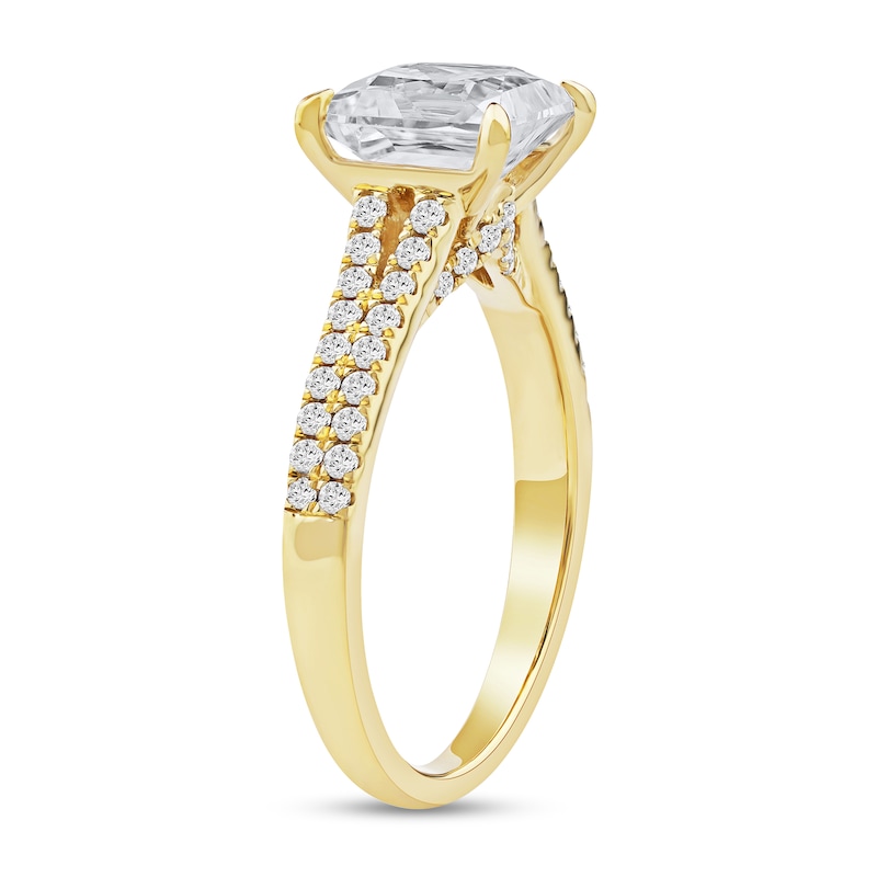 Main Image 2 of 2-1/3 CT. T.W. Princess-Cut Certified Lab-Grown Diamond Split Shank Engagement Ring in 14K Gold (I/SI2)
