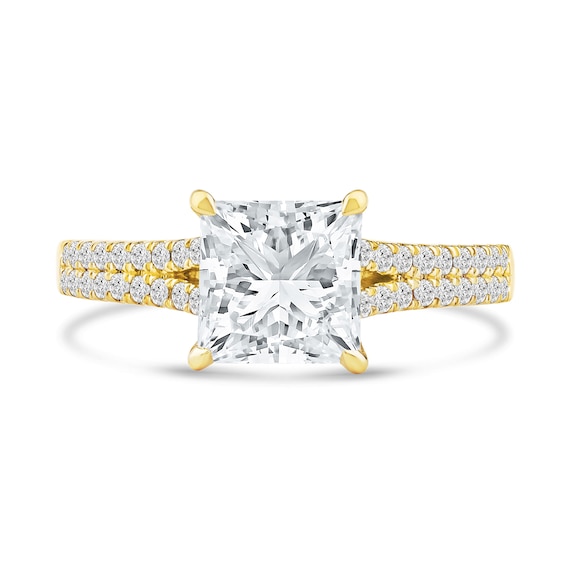 2-1/3 CT. T.w. Princess-Cut Certified Lab-Grown Diamond Split Shank Engagement Ring in 14K Gold (I/Si2)
