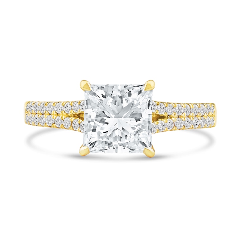 Main Image 3 of 2-1/3 CT. T.W. Princess-Cut Certified Lab-Grown Diamond Split Shank Engagement Ring in 14K Gold (I/SI2)