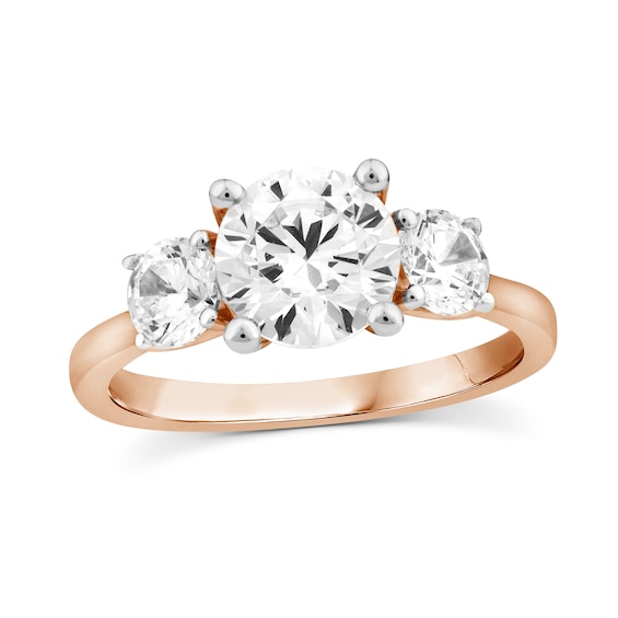 2-1/3 CT. T.w. Certified Lab-Grown Diamond Three Stone Engagement Ring in 14K Rose Gold (F/Si2)