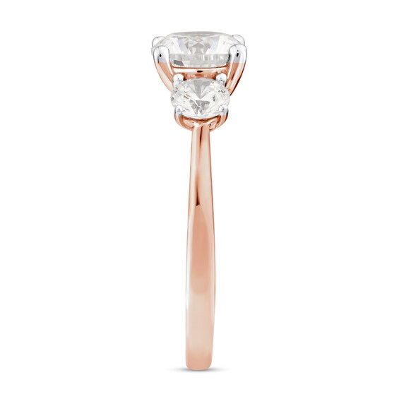 2-1/3 CT. T.w. Certified Lab-Grown Diamond Three Stone Engagement Ring in 14K Rose Gold (F/Si2)