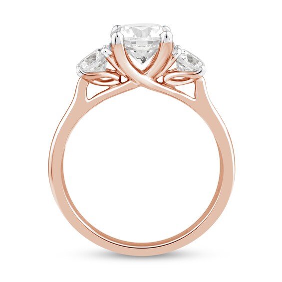 2-1/3 CT. T.w. Certified Lab-Grown Diamond Three Stone Engagement Ring in 14K Rose Gold (F/Si2)