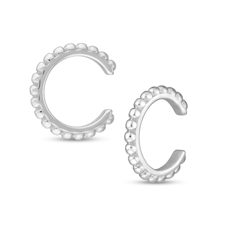 Main Image 1 of 13.2mm Beaded Ear Cuffs in 14K White Gold