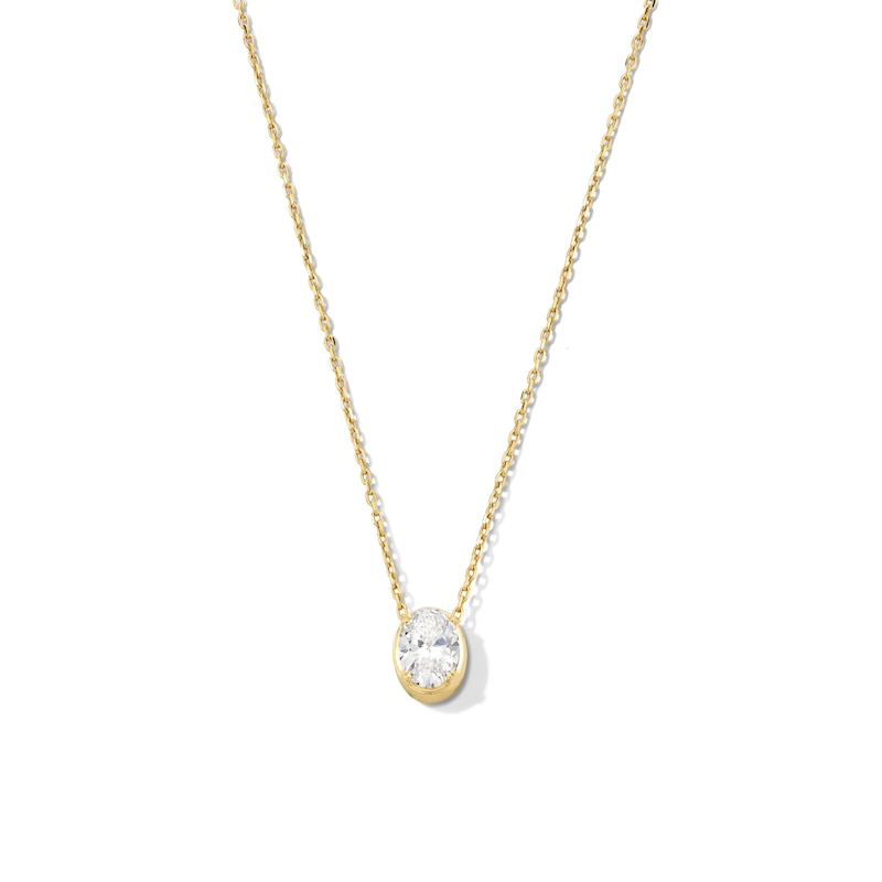 Main Image 1 of 3/4 CT. Oval Certified Lab-Grown Diamond Frame Solitaire Necklace in 14K Gold (F/SI2) - 19"
