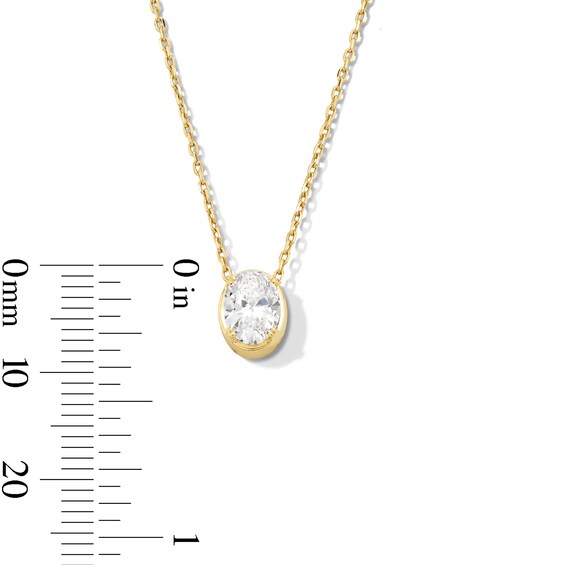 3/4 CT. Oval Certified Lab-Grown Diamond Frame Solitaire Necklace in 14K Gold (F/Si2) - 19"