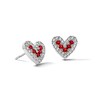 Thumbnail Image 1 of Lab-Created Ruby and White Lab-Created Sapphire Heart Stud Earrings in Sterling Silver