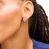 Thumbnail Image 2 of Lab-Created Ruby and White Lab-Created Sapphire Heart Stud Earrings in Sterling Silver