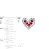 Thumbnail Image 3 of Lab-Created Ruby and White Lab-Created Sapphire Heart Stud Earrings in Sterling Silver