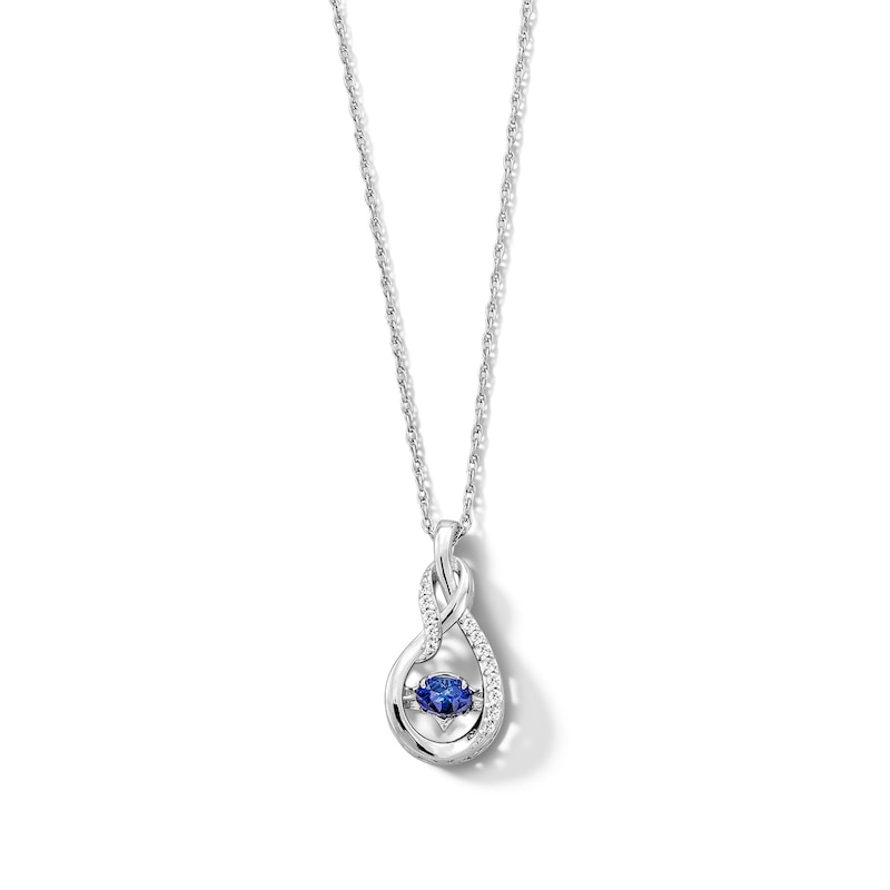 Main Image 1 of 5.0mm Blue and White Lab-Created Sapphire Infinity Loop Pendant in Sterling Silver