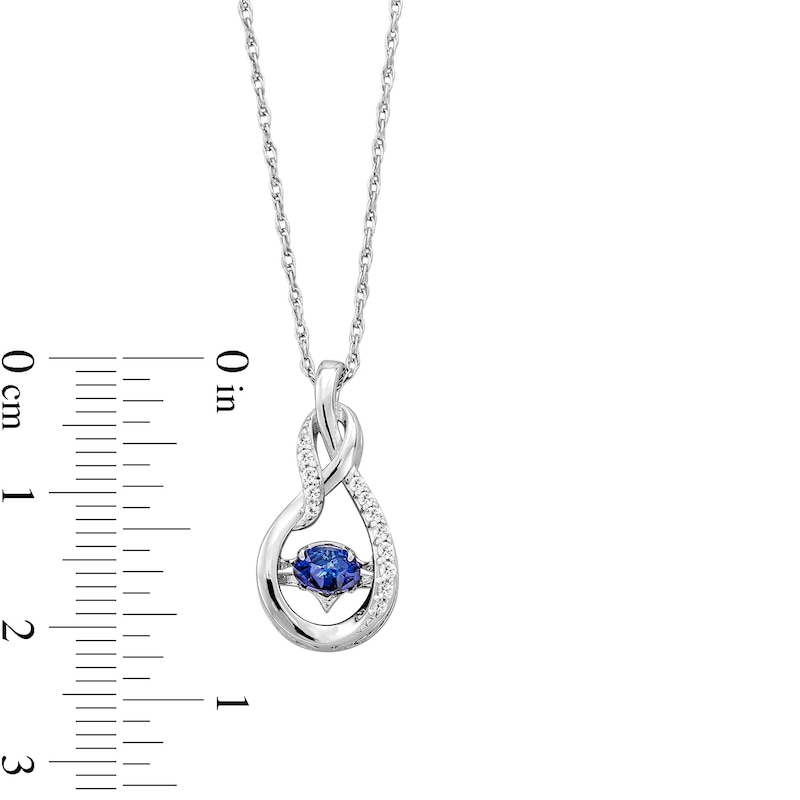 Main Image 3 of 5.0mm Blue and White Lab-Created Sapphire Infinity Loop Pendant in Sterling Silver